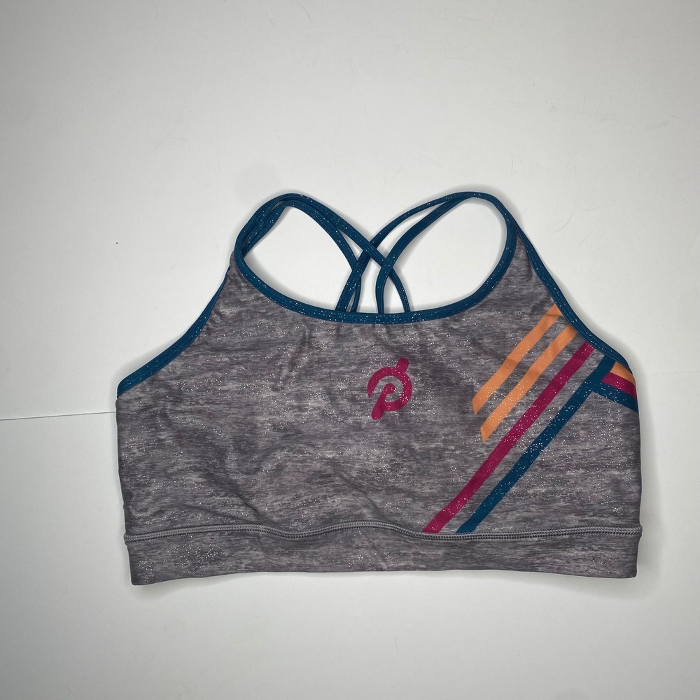 Peloton Sports Bra 1X Gray‎ Sparkle Crisscross Back Athletic Gym Workout